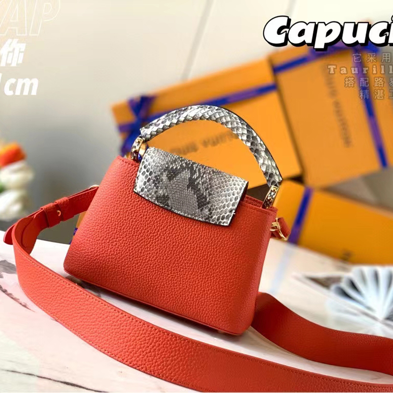 Louis Vuitton CAPUCINES MINI Taurillon Leather Bag N80007 Cornaline Orange